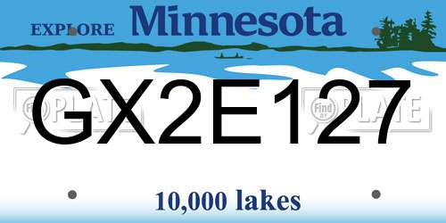 GX2E127 Minnesota License Plate
