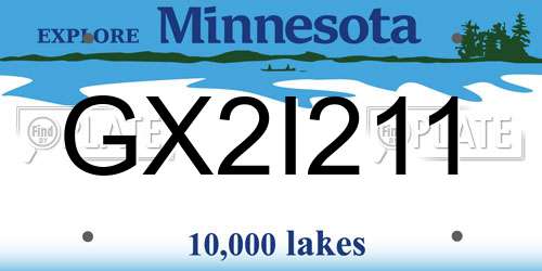 GX2I211 Minnesota License Plate