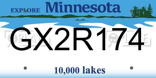 GX2R174 Minnesota License Plate