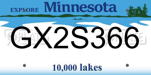 GX2S366 Minnesota License Plate