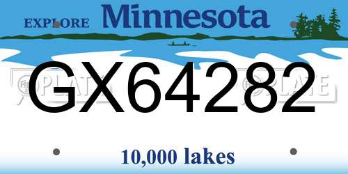 GX64282 Minnesota License Plate