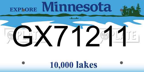 GX71211 Minnesota License Plate