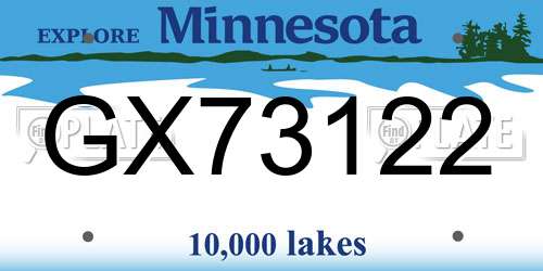 GX73122 Minnesota License Plate