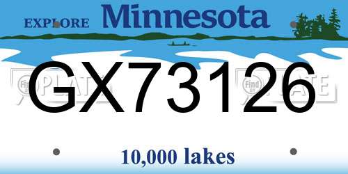 GX73126 Minnesota License Plate