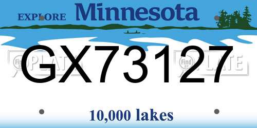 GX73127 Minnesota License Plate