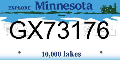 GX73176 Minnesota License Plate