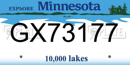 GX73177 Minnesota License Plate