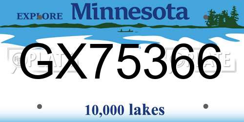 GX75366 Minnesota License Plate
