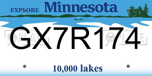 GX7R174 Minnesota License Plate
