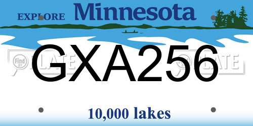GXA256 Minnesota License Plate