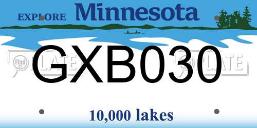 GXB030 Minnesota License Plate
