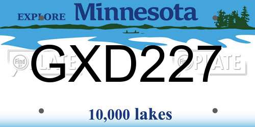 GXD227 Minnesota License Plate