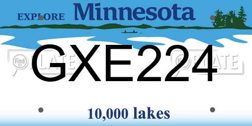 GXE224 Minnesota License Plate