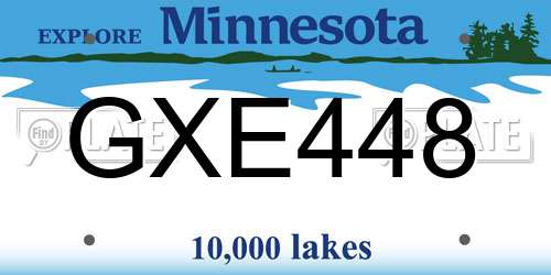GXE448 Minnesota License Plate