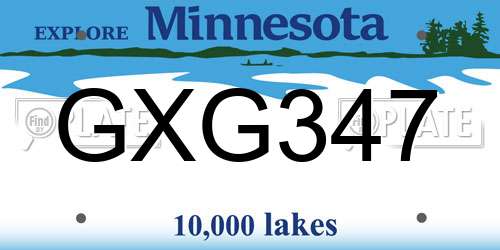 GXG347 Minnesota License Plate