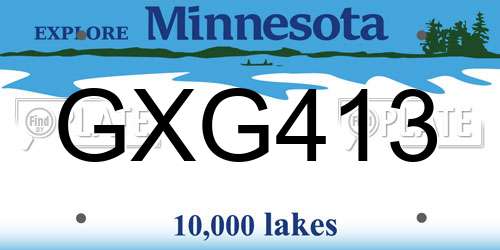 GXG413 Minnesota License Plate