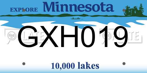 GXH019 Minnesota License Plate