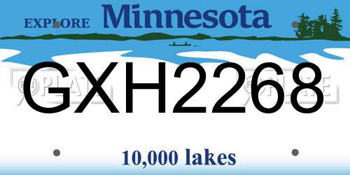 GXH2268 Minnesota License Plate