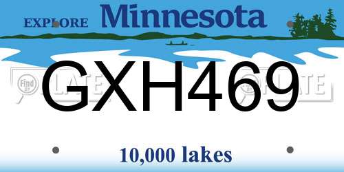 GXH469 Minnesota License Plate