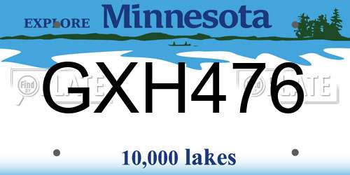 GXH476 Minnesota License Plate
