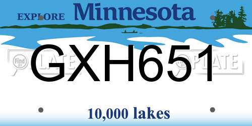 GXH651 Minnesota License Plate