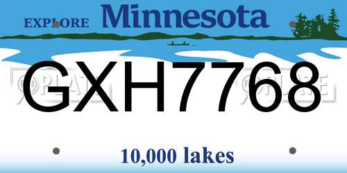 GXH7768 Minnesota License Plate