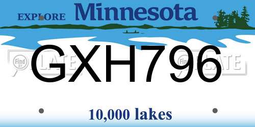 GXH796 Minnesota License Plate