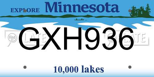 GXH936 Minnesota License Plate