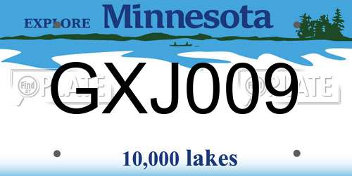 GXJ009 Minnesota License Plate