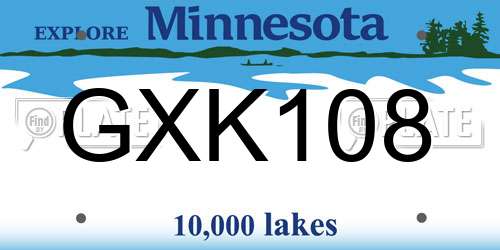 GXK108 Minnesota License Plate