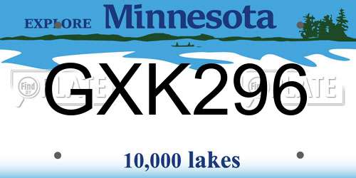 GXK296 Minnesota License Plate