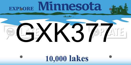 GXK377 Minnesota License Plate