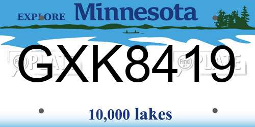 GXK8419 Minnesota License Plate