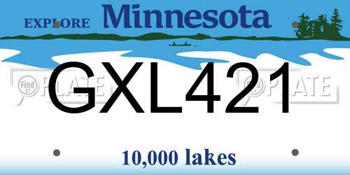 GXL421 Minnesota License Plate
