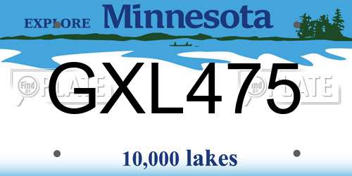 GXL475 Minnesota License Plate