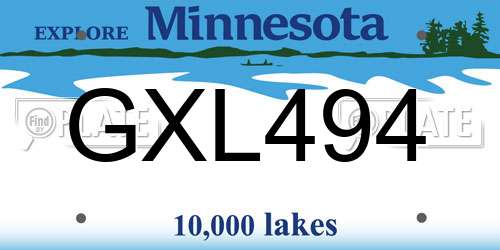 GXL494 Minnesota License Plate