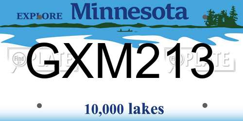 GXM213 Minnesota License Plate