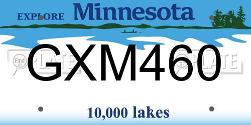 GXM460 Minnesota License Plate