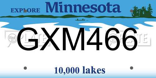 GXM466 Minnesota License Plate