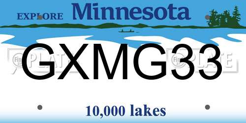 GXMG33 Minnesota License Plate