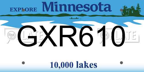 GXR610 Minnesota License Plate
