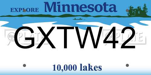 GXTW42 Minnesota License Plate