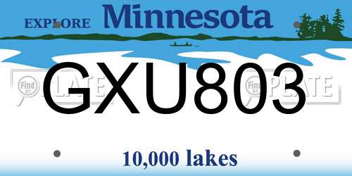 GXU803 Minnesota License Plate