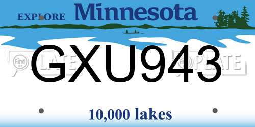 GXU943 Minnesota License Plate