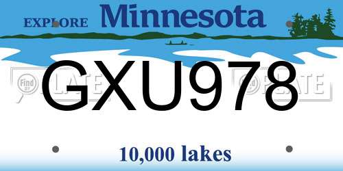GXU978 Minnesota License Plate