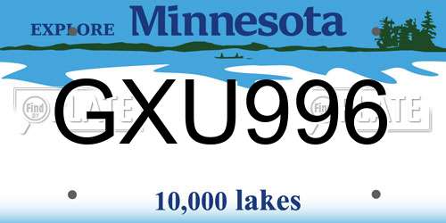 GXU996 Minnesota License Plate