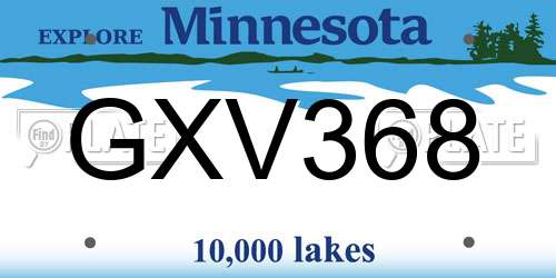 GXV368 Minnesota License Plate