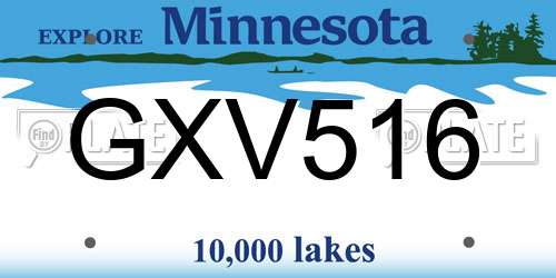 GXV516 Minnesota License Plate