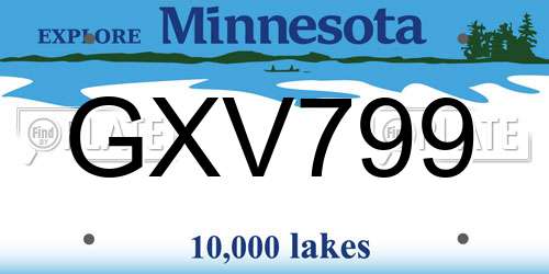 GXV799 Minnesota License Plate