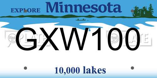 GXW100 Minnesota License Plate
